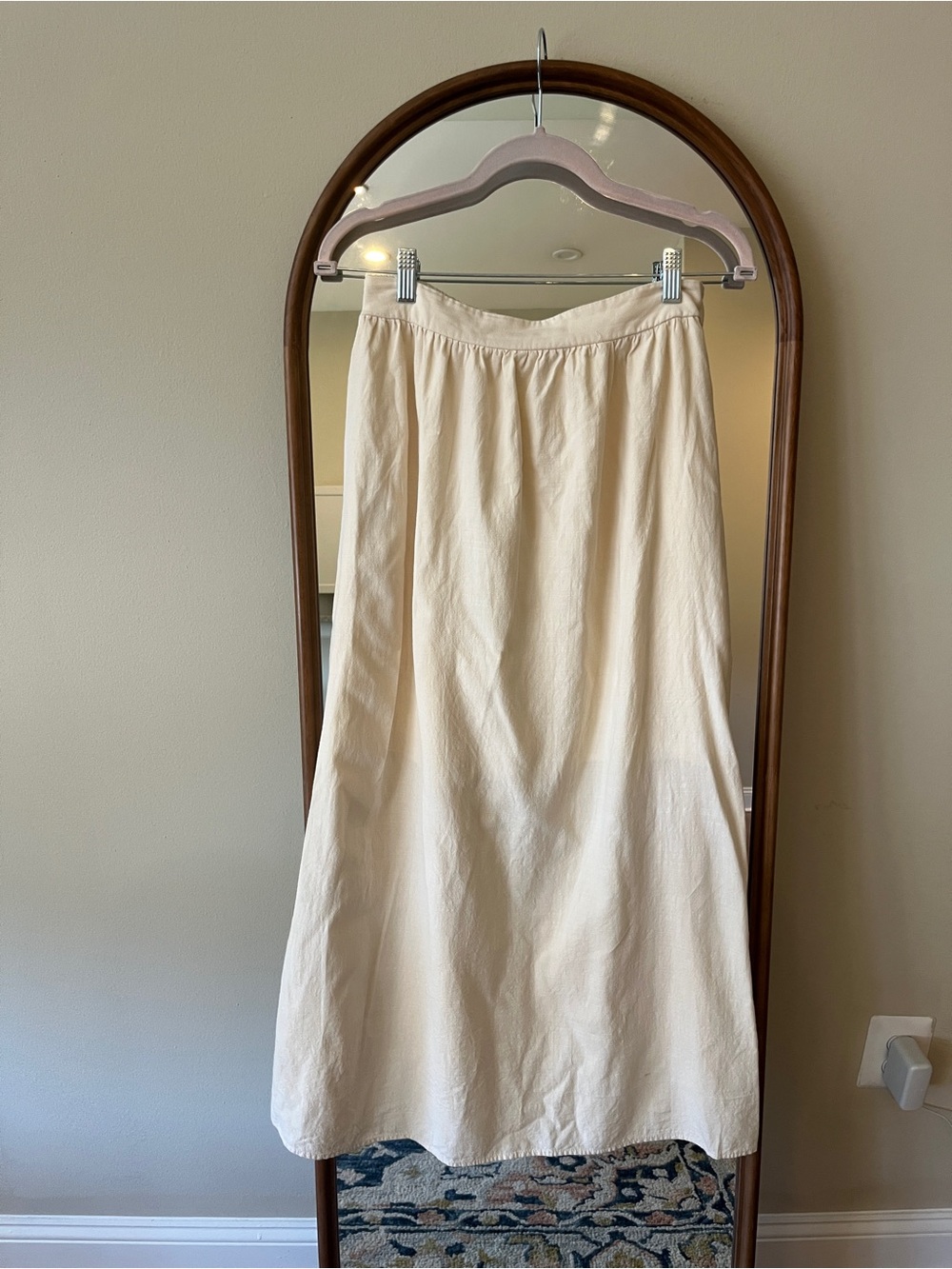 Cream A-Line Midi Skirt